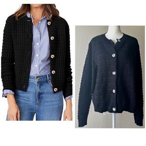 NWT PrettyGarden Black Textured Button-Front Cardigan – Size Medium